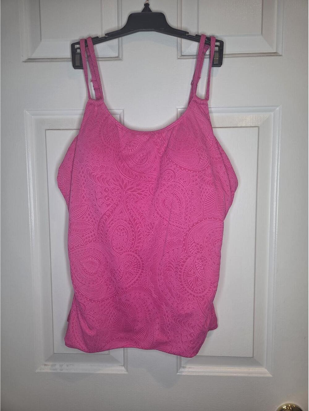 Size 18 swim solutions - Pink Paisley Lace-Textured Athletic tankini